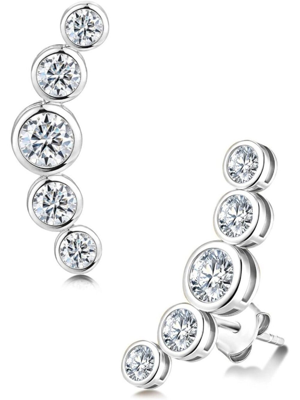 Elegant Cubic Zirconia & Created Ruby Crawler Stud Earrings for Women, Sparkly